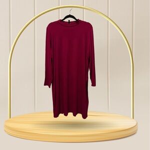 Like New Eileen Fisher Burgundy Long Sleeve Mock Turtleneck Dress